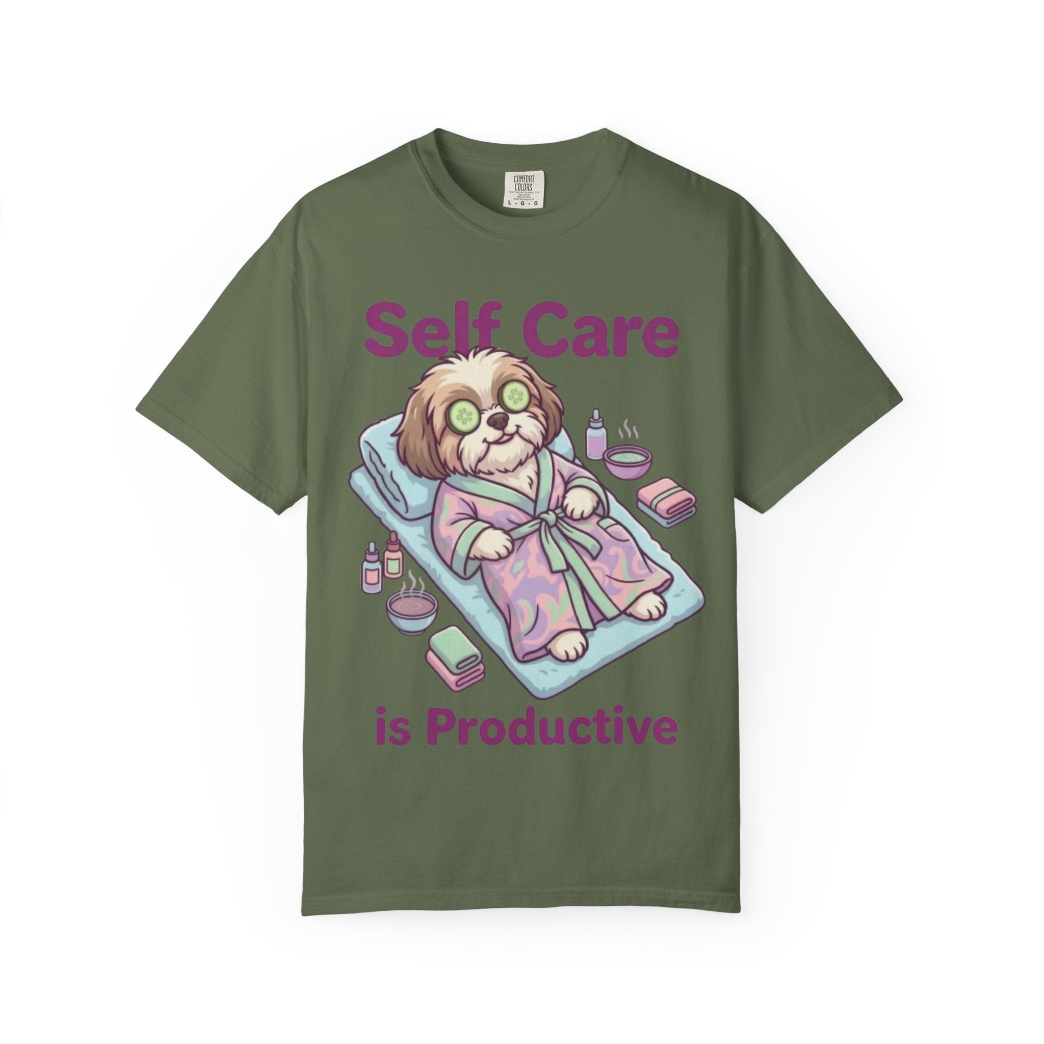 Self Care is Productive T-Shirt | Relaxing Dog Illustration