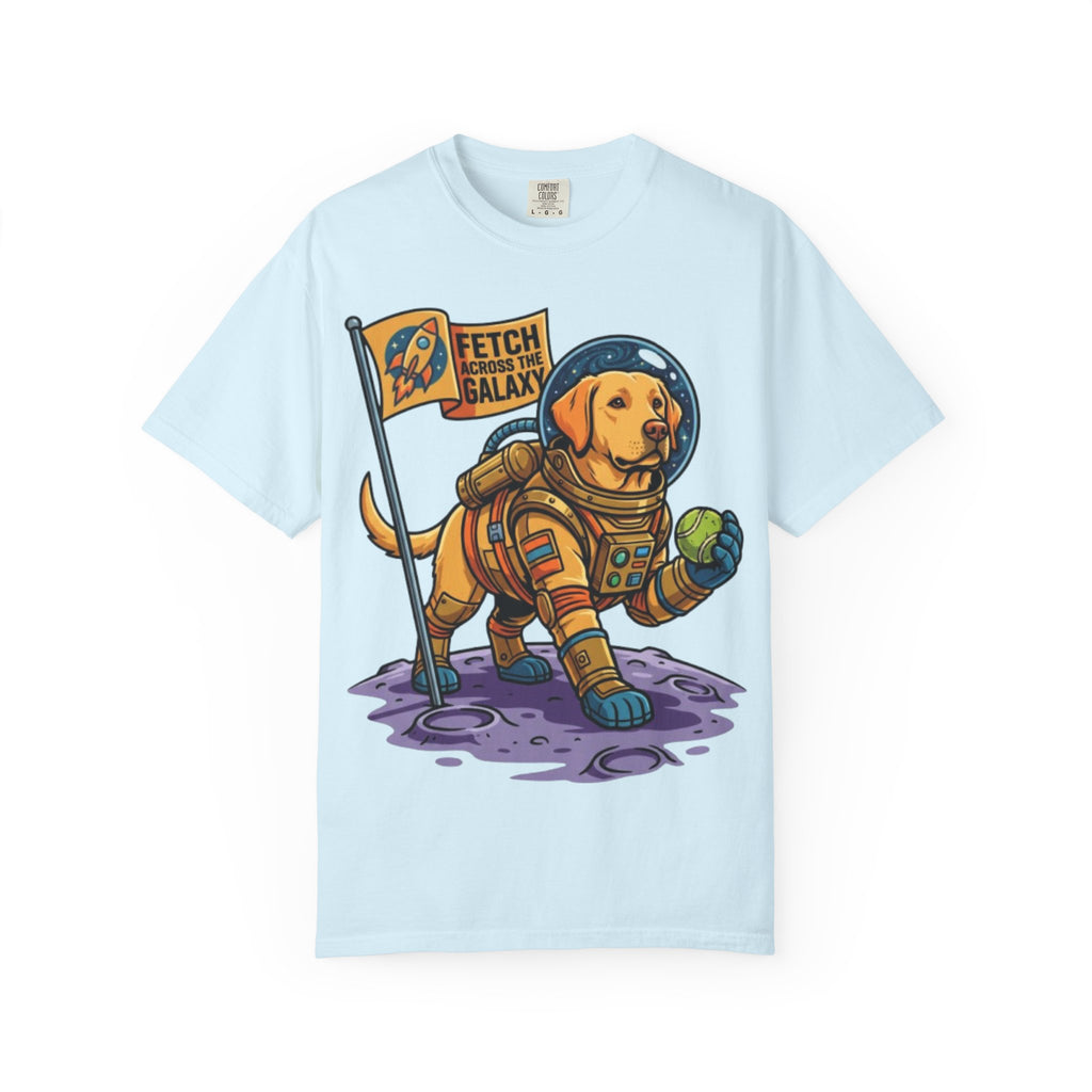 Astronaut Labrador Playing Fetch T-shirt | Space Dog Illustration