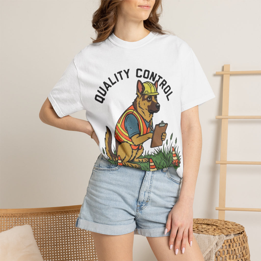Quality Control German Shepherd T-shirt | Construction Dog Design