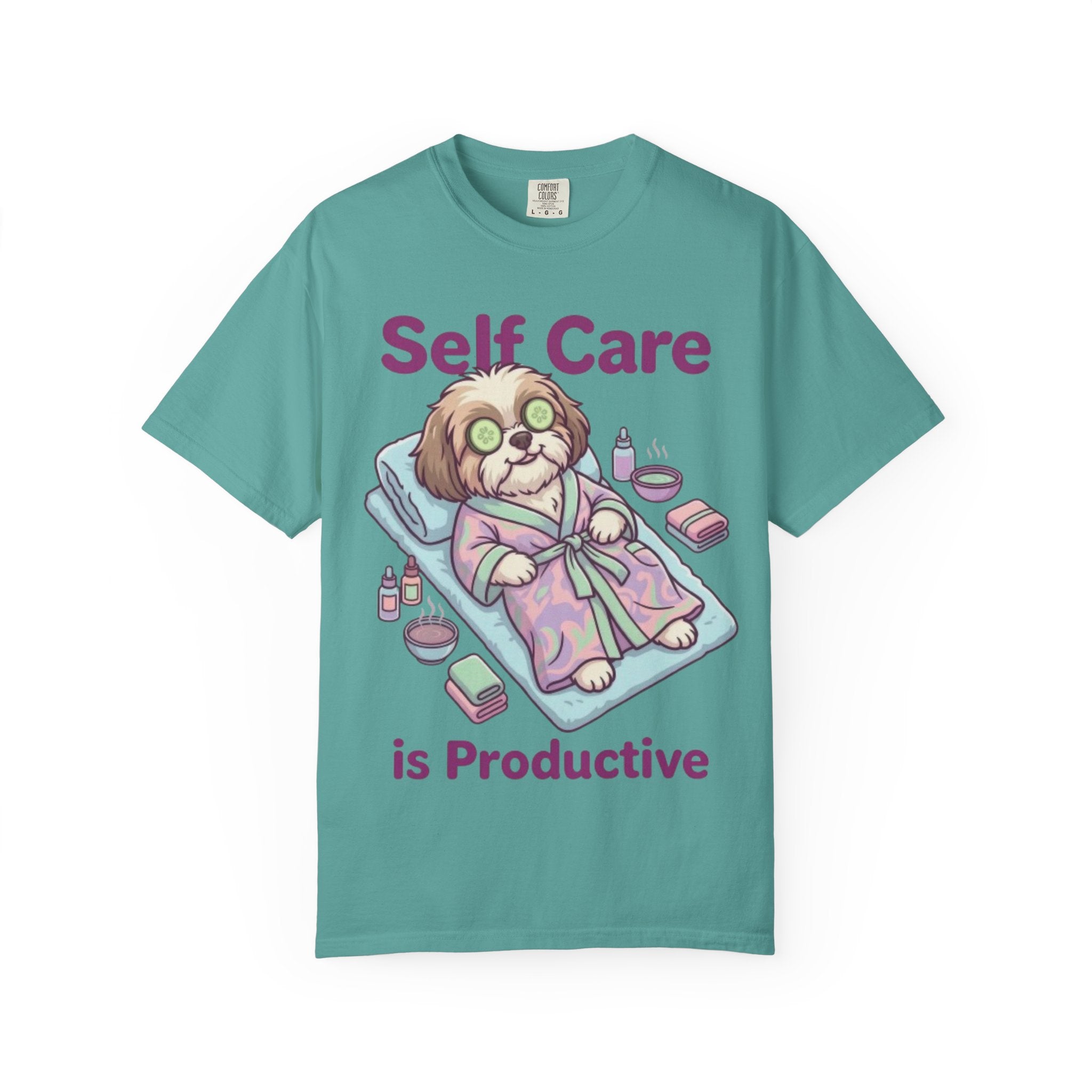 Self Care is Productive T-Shirt | Relaxing Dog Illustration