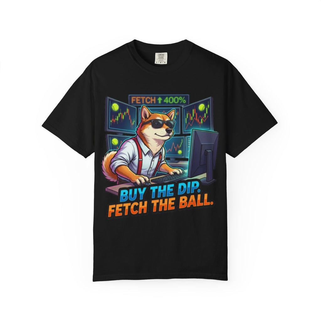 Buy the Dip Fetch the Ball Shiba Inu Trader T-shirt | Crypto Stock Market Shirt