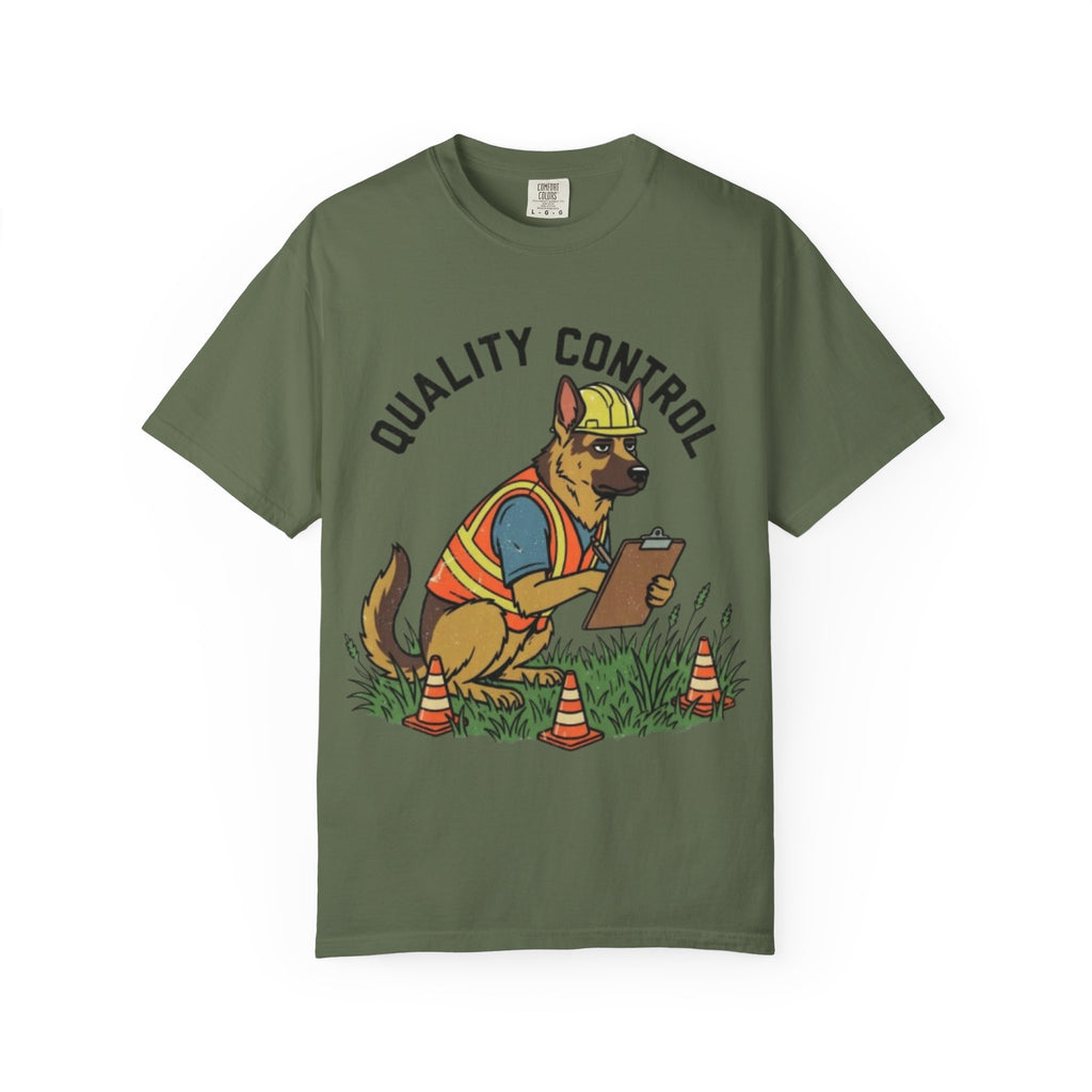 Quality Control German Shepherd T-shirt | Construction Dog Design