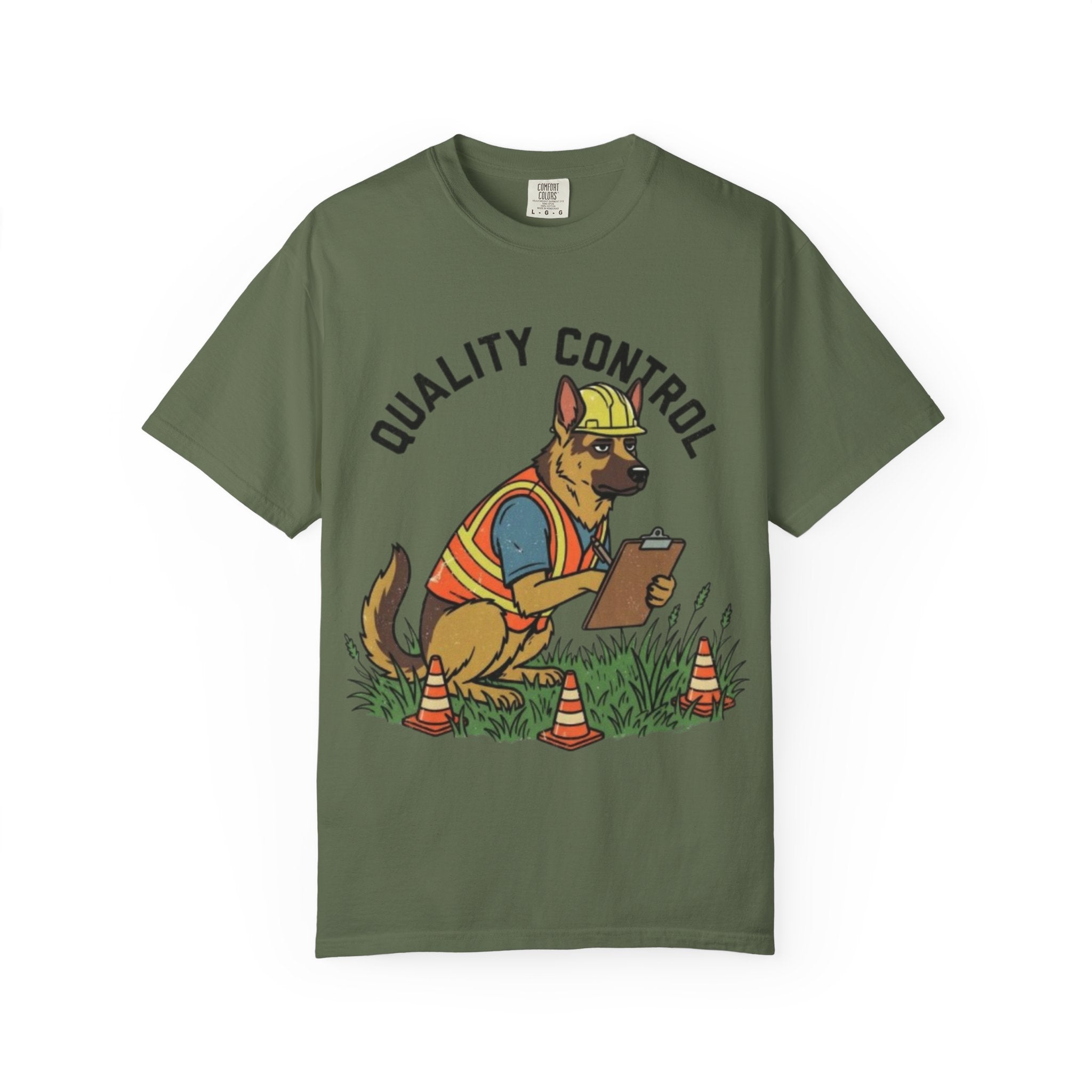 Quality Control German Shepherd T-shirt | Construction Dog Design