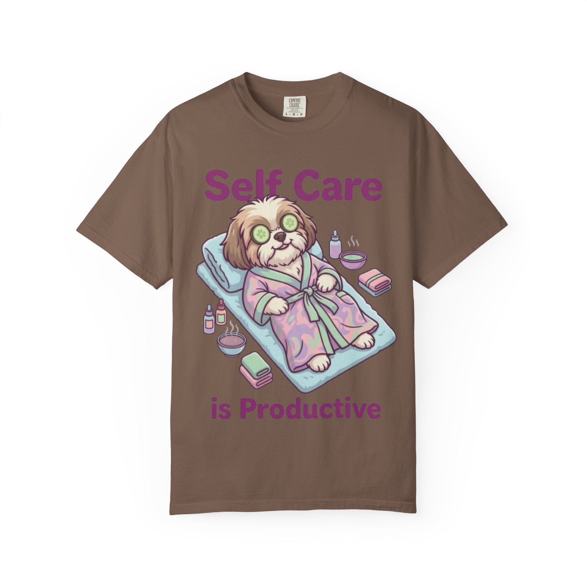 Self Care is Productive T-Shirt | Relaxing Dog Illustration