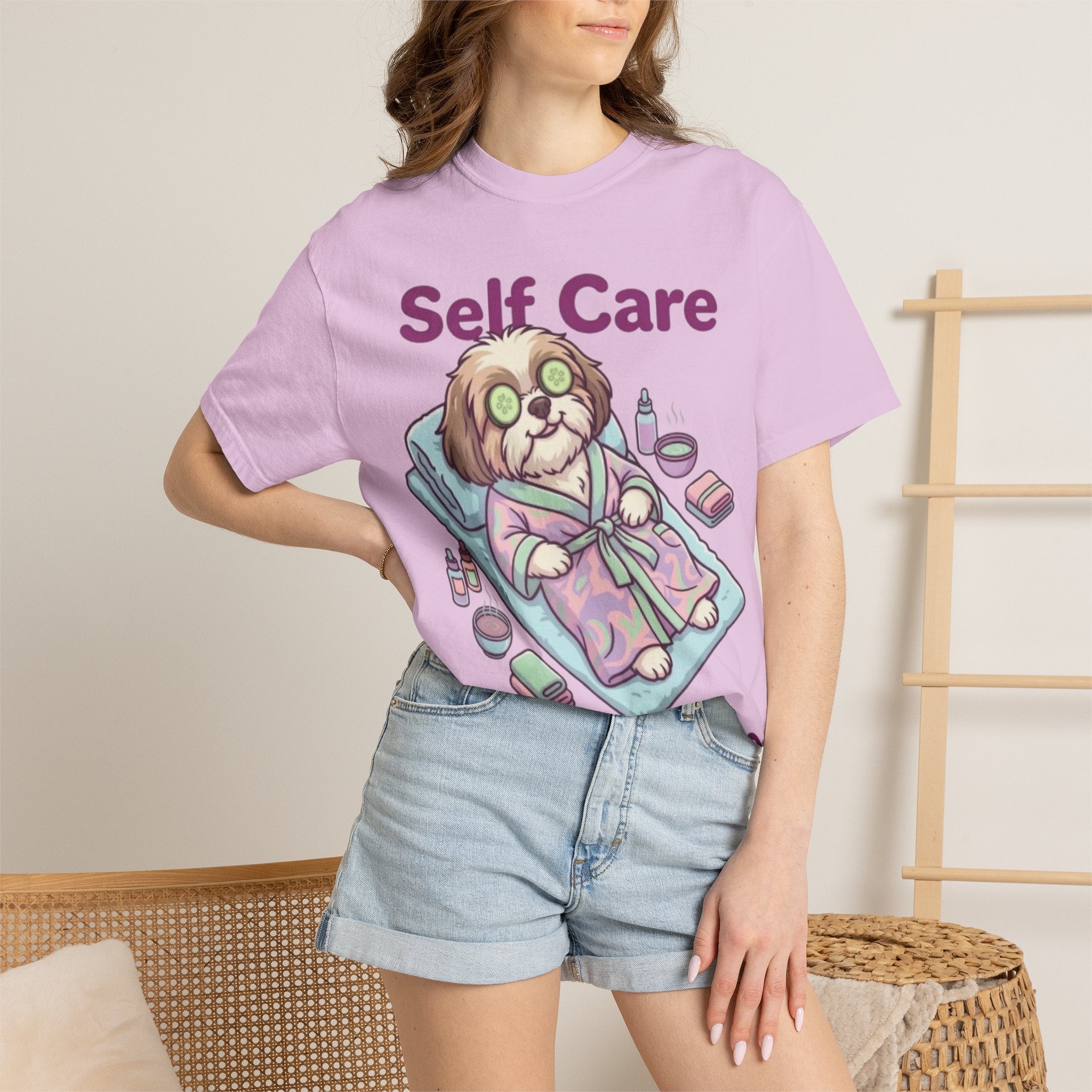 Self Care is Productive T-Shirt | Relaxing Dog Illustration