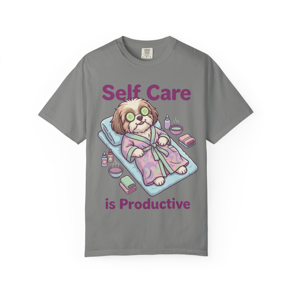 Self Care is Productive T-Shirt | Relaxing Dog Illustration