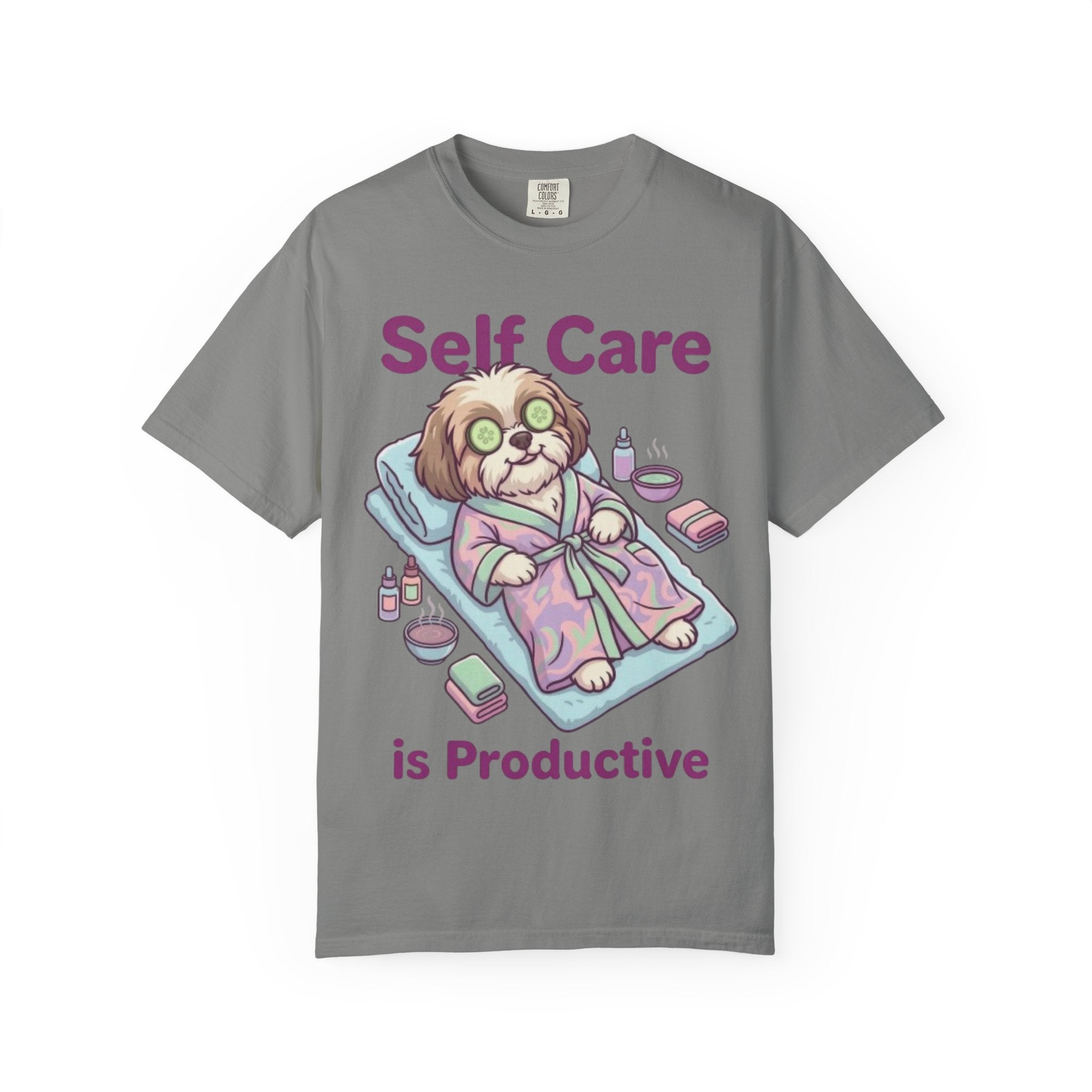 Self Care is Productive T-Shirt | Relaxing Dog Illustration