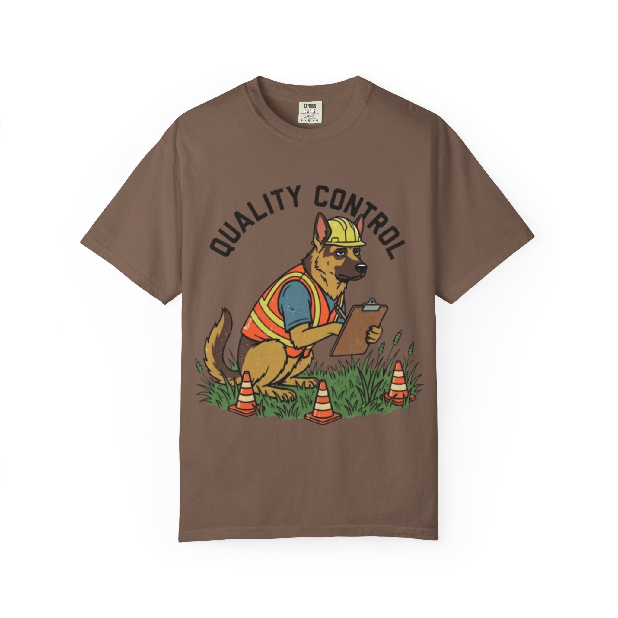 Quality Control German Shepherd T-shirt | Construction Dog Design