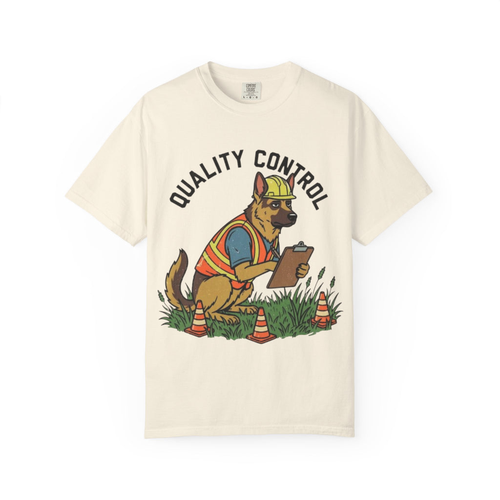 Quality Control German Shepherd T-shirt | Construction Dog Design