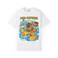 Pug Captain cartoon design T-Shirt | pug sailor, rubber ducky boat, nautical pet tee