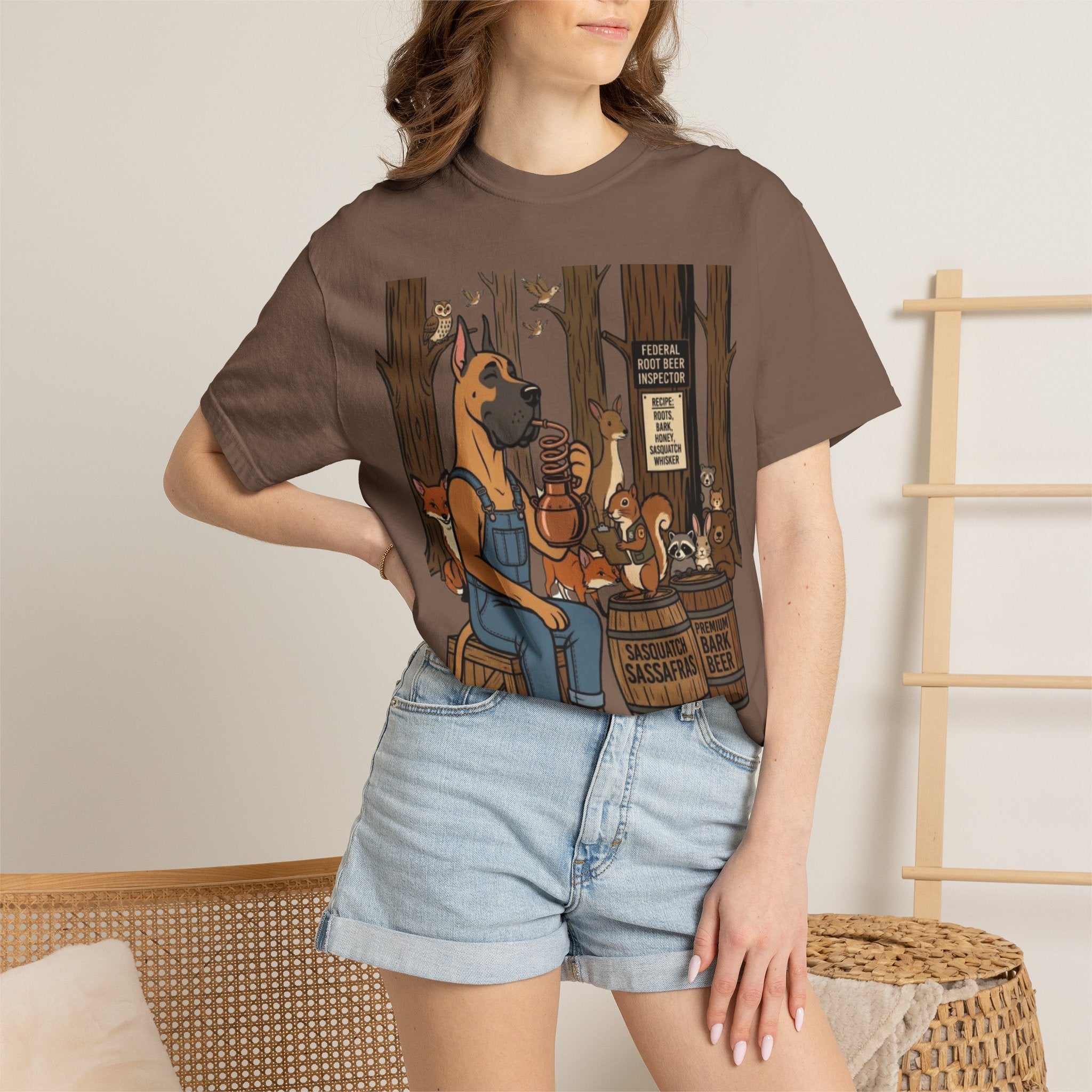 Great Dane Bootlegger Master T-shirt | Woodland Animals Illustration