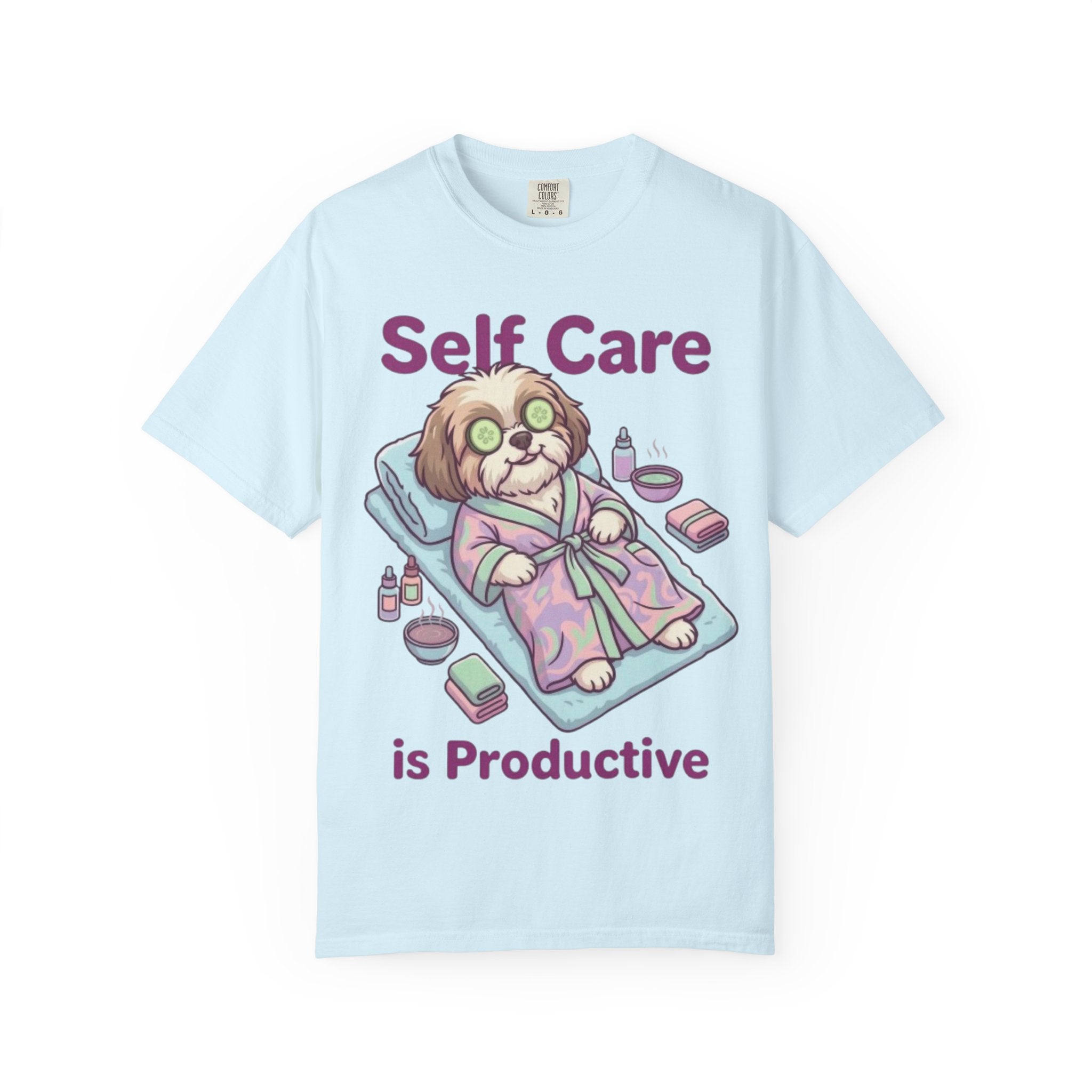 Self Care is Productive T-Shirt | Relaxing Dog Illustration