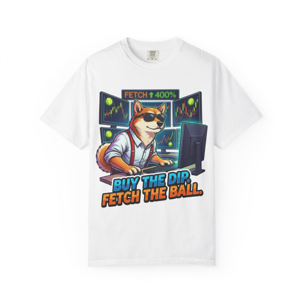 Buy the Dip Fetch the Ball Shiba Inu Trader T-shirt | Crypto Stock Market Shirt