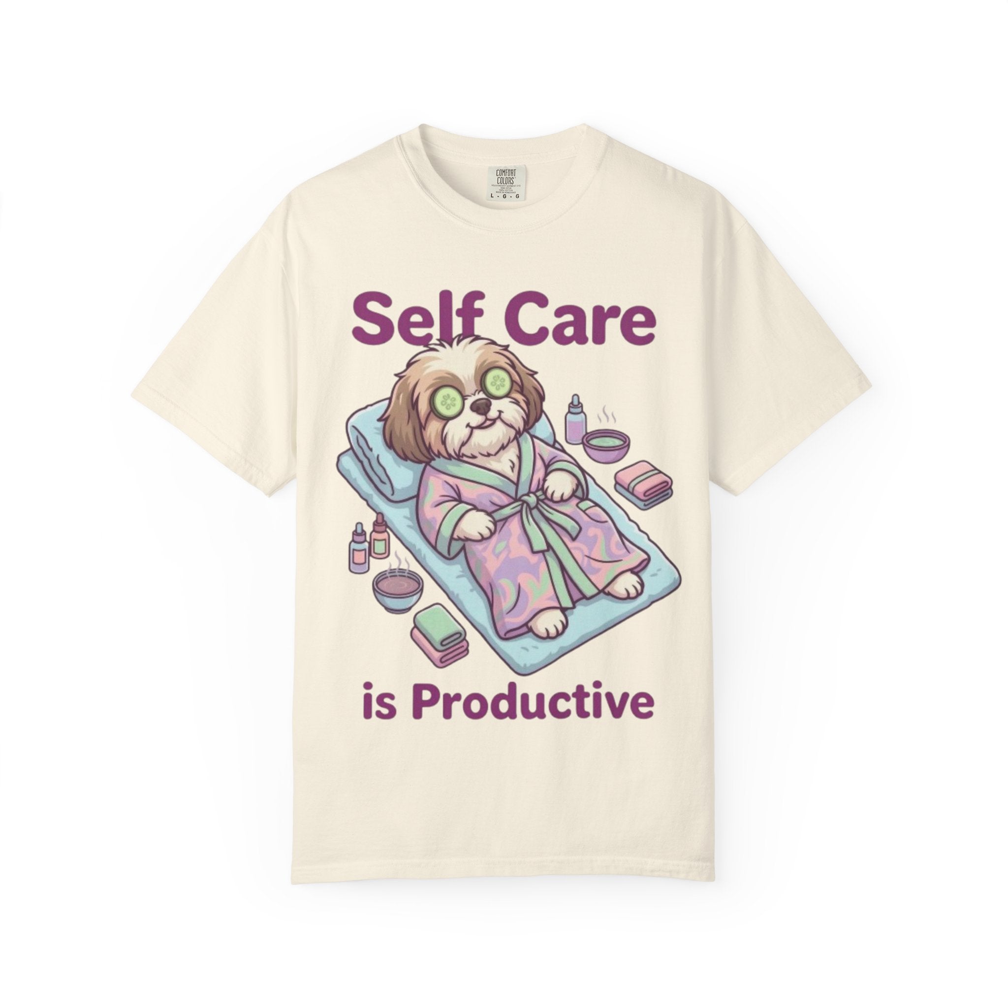Self Care is Productive T-Shirt | Relaxing Dog Illustration