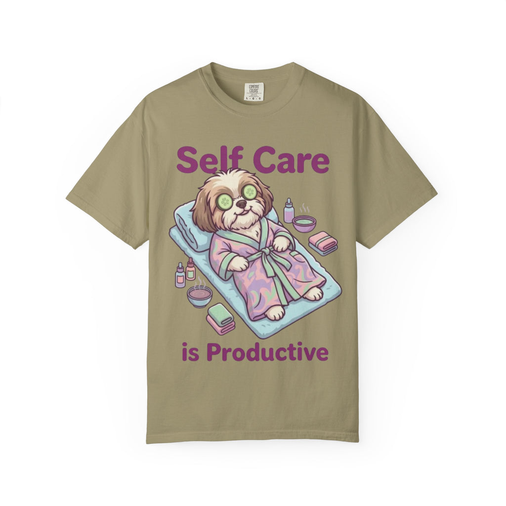 Self Care is Productive T-Shirt | Relaxing Dog Illustration