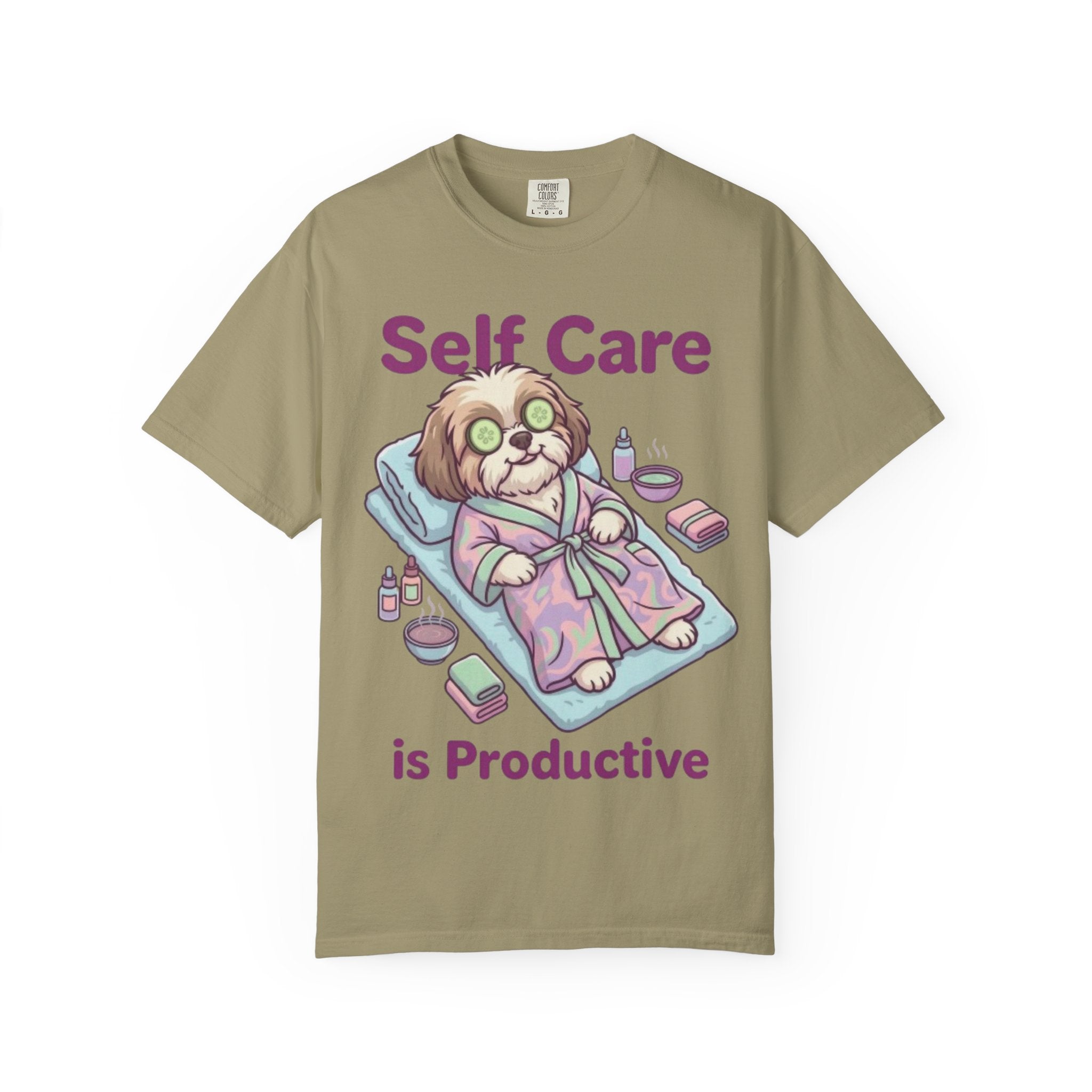 Self Care is Productive T-Shirt | Relaxing Dog Illustration
