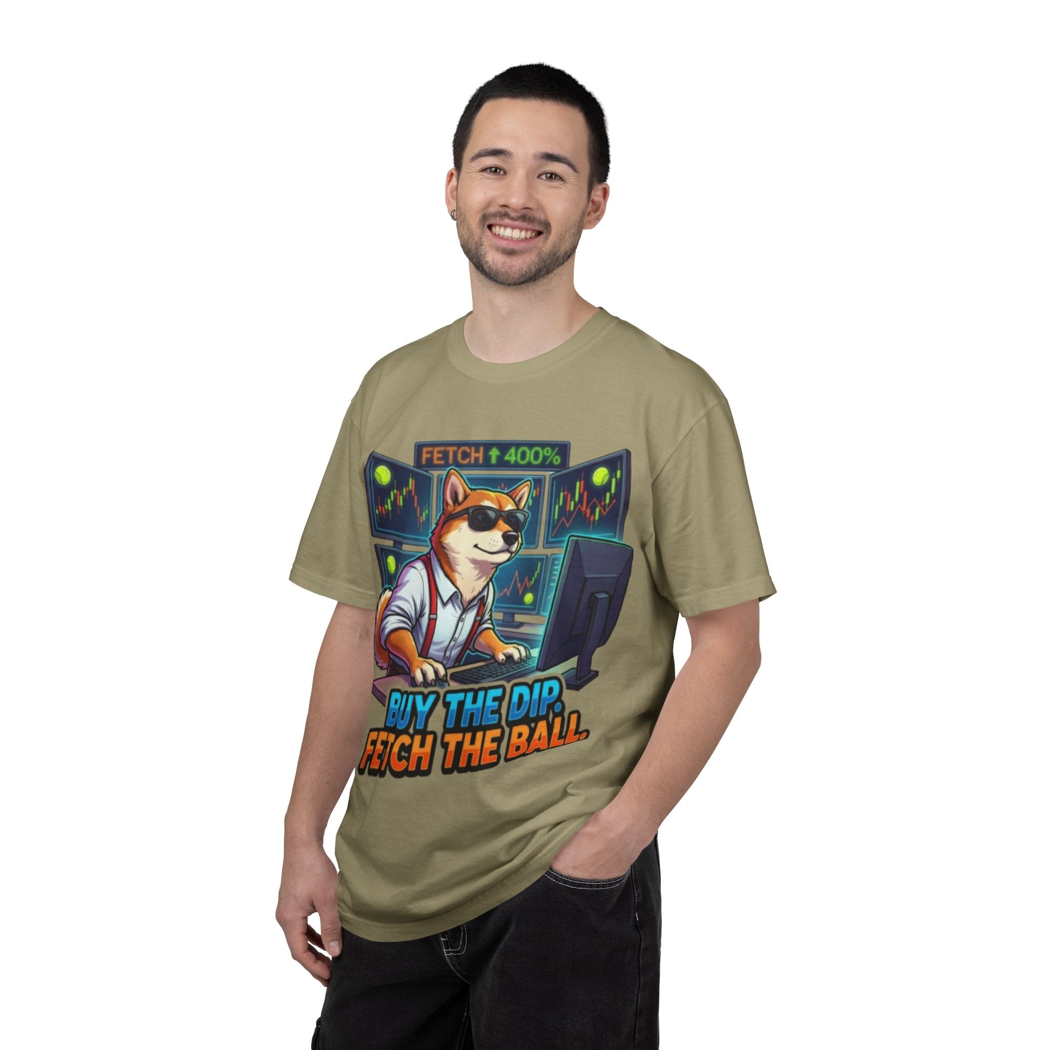 Buy the Dip Fetch the Ball Shiba Inu Trader T-shirt | Crypto Stock Market Shirt