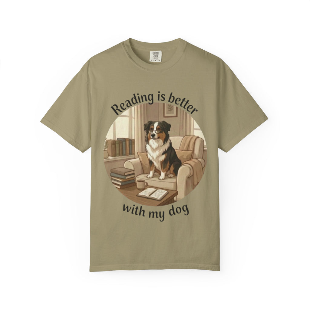 Reading Is Better With My Dog T‑Shirt — Cozy Dog Lover Graphic Tee