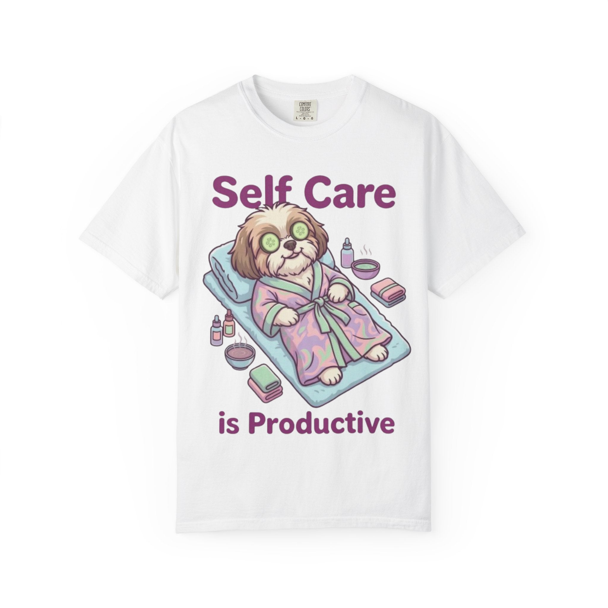 Self Care is Productive T-Shirt | Relaxing Dog Illustration
