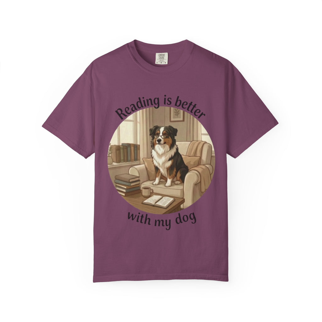 Reading Is Better With My Dog T‑Shirt — Cozy Dog Lover Graphic Tee