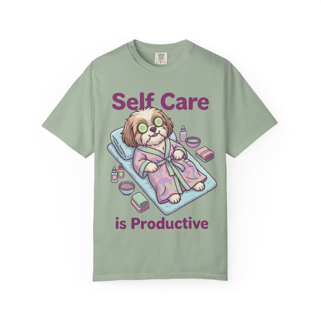 Self Care is Productive T-Shirt | Relaxing Dog Illustration