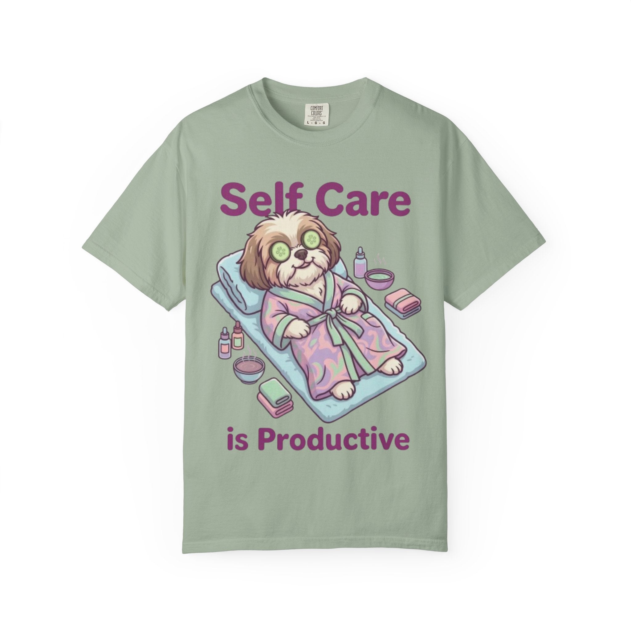 Self Care is Productive T-Shirt | Relaxing Dog Illustration