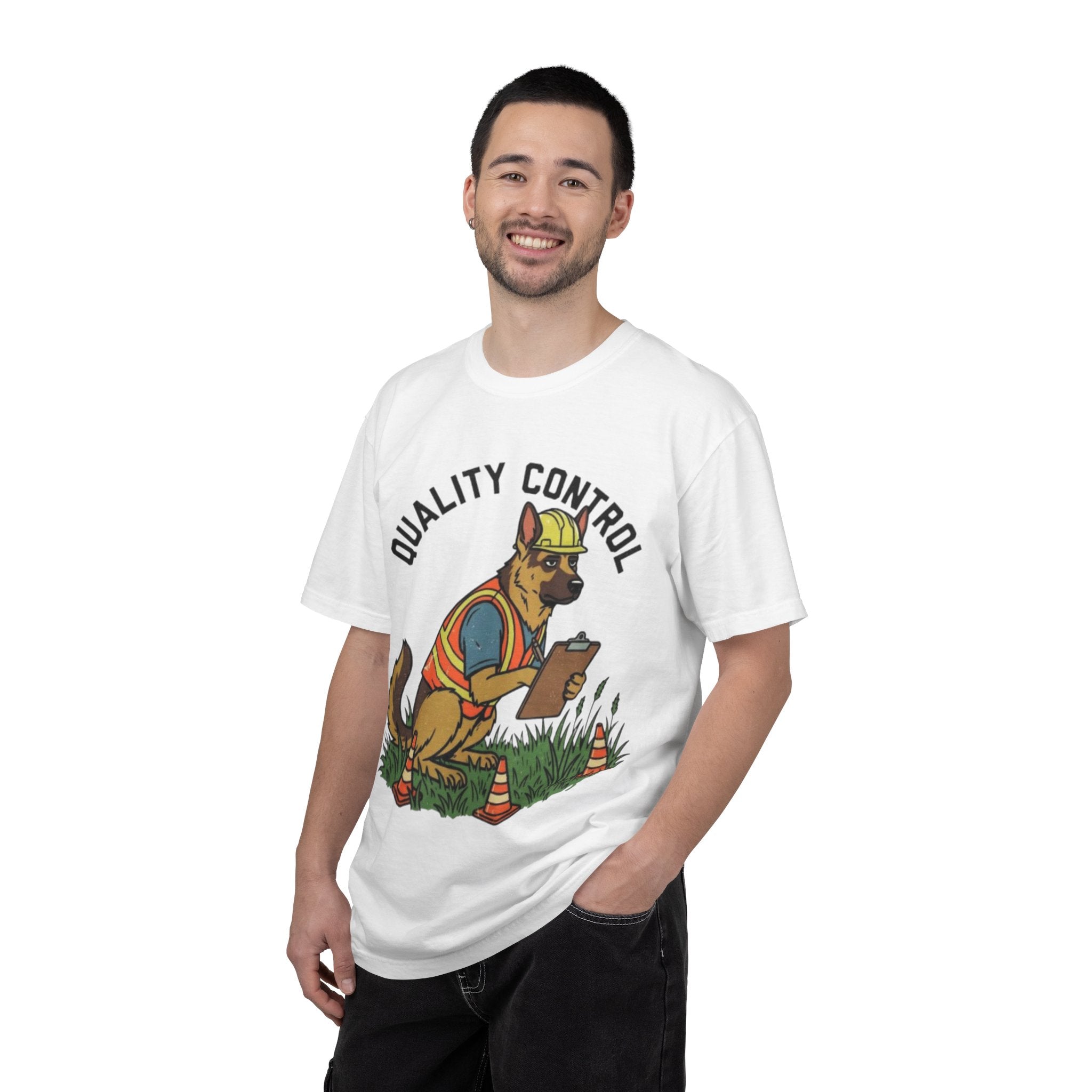 Quality Control German Shepherd T-shirt | Construction Dog Design
