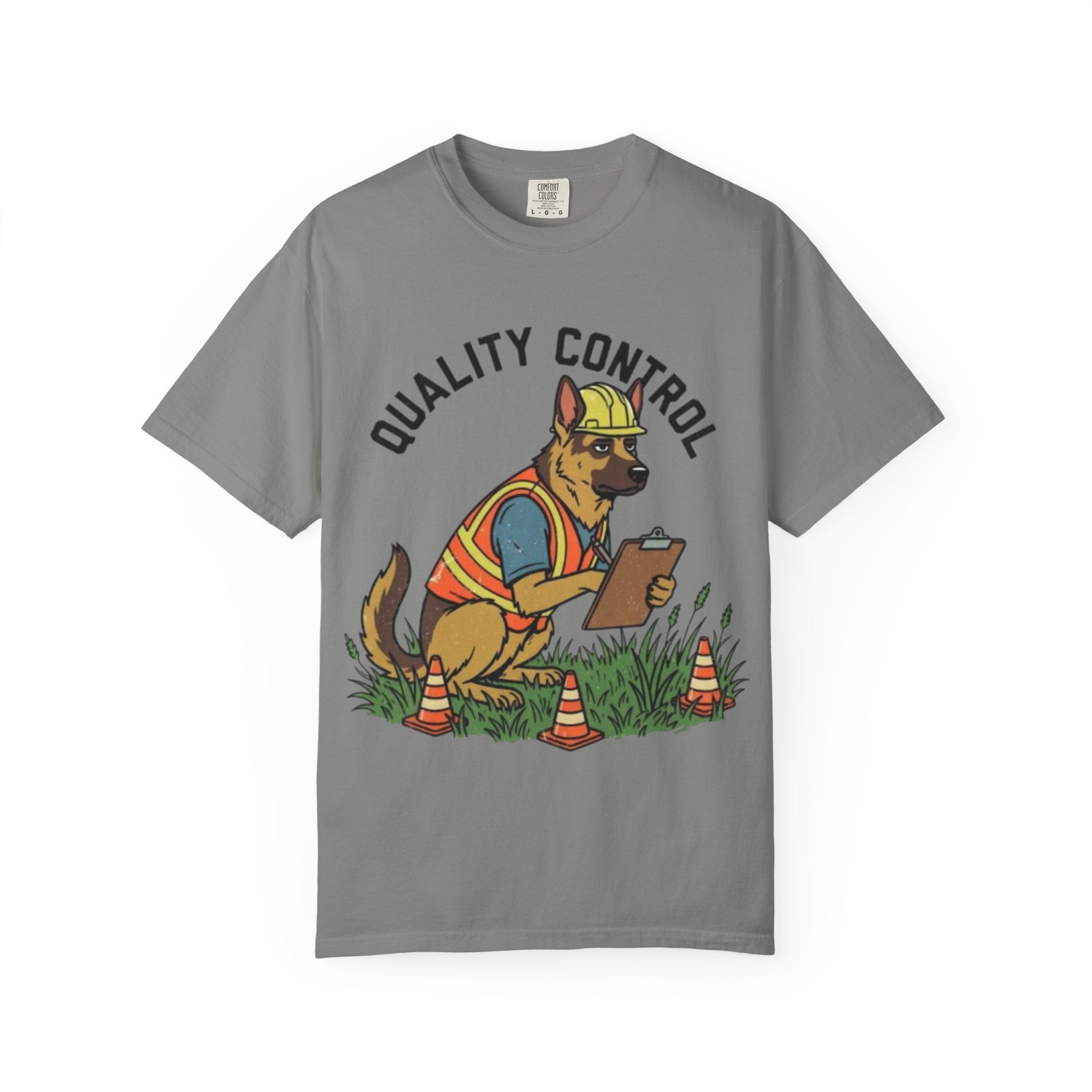 Quality Control German Shepherd T-shirt | Construction Dog Design