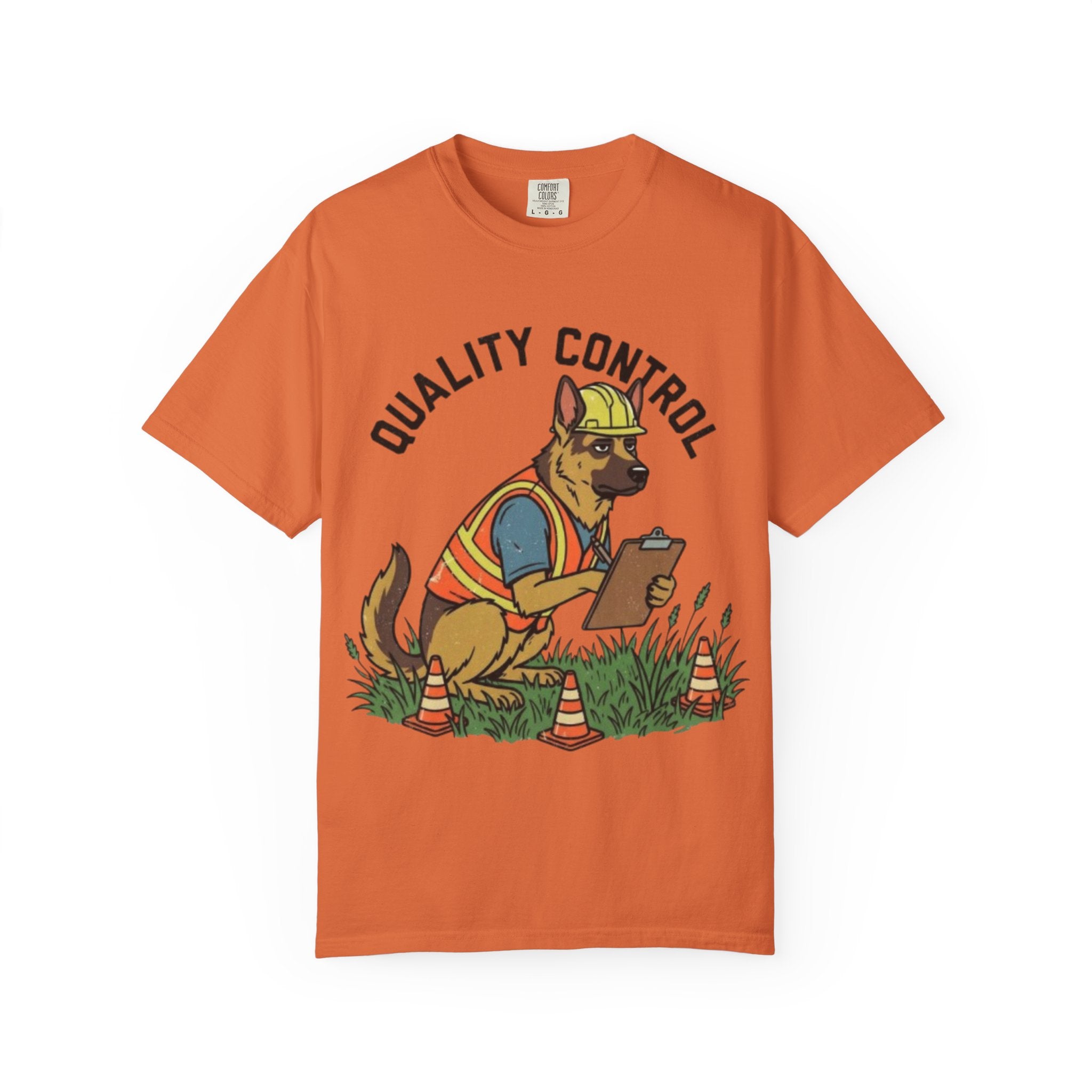 Quality Control German Shepherd T-shirt | Construction Dog Design