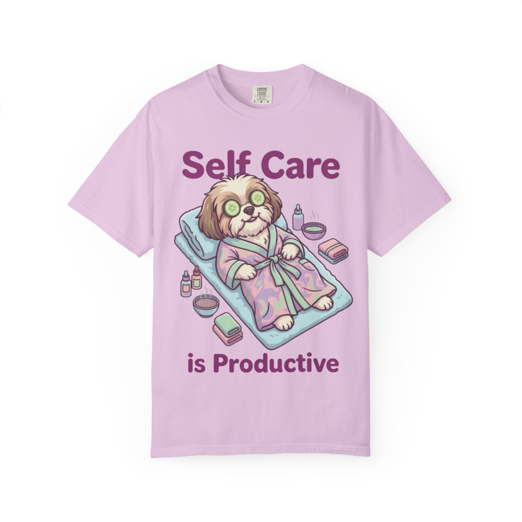 Self Care is Productive T-Shirt | Relaxing Dog Illustration