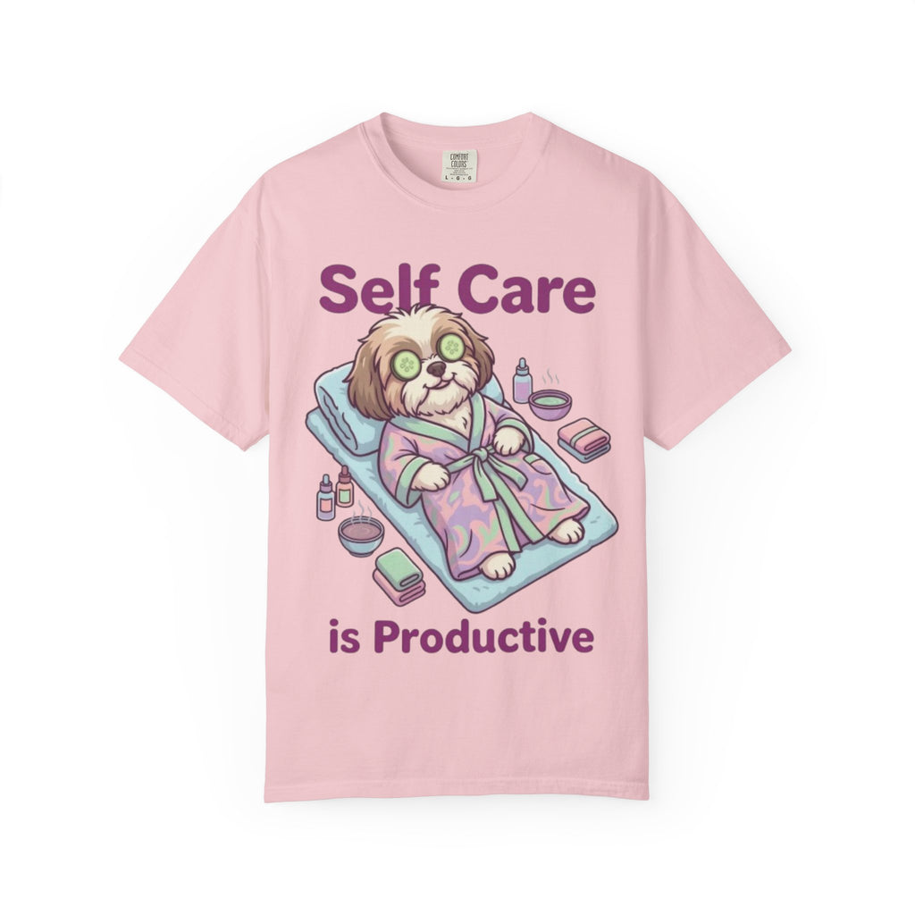 Self Care is Productive T-Shirt | Relaxing Dog Illustration