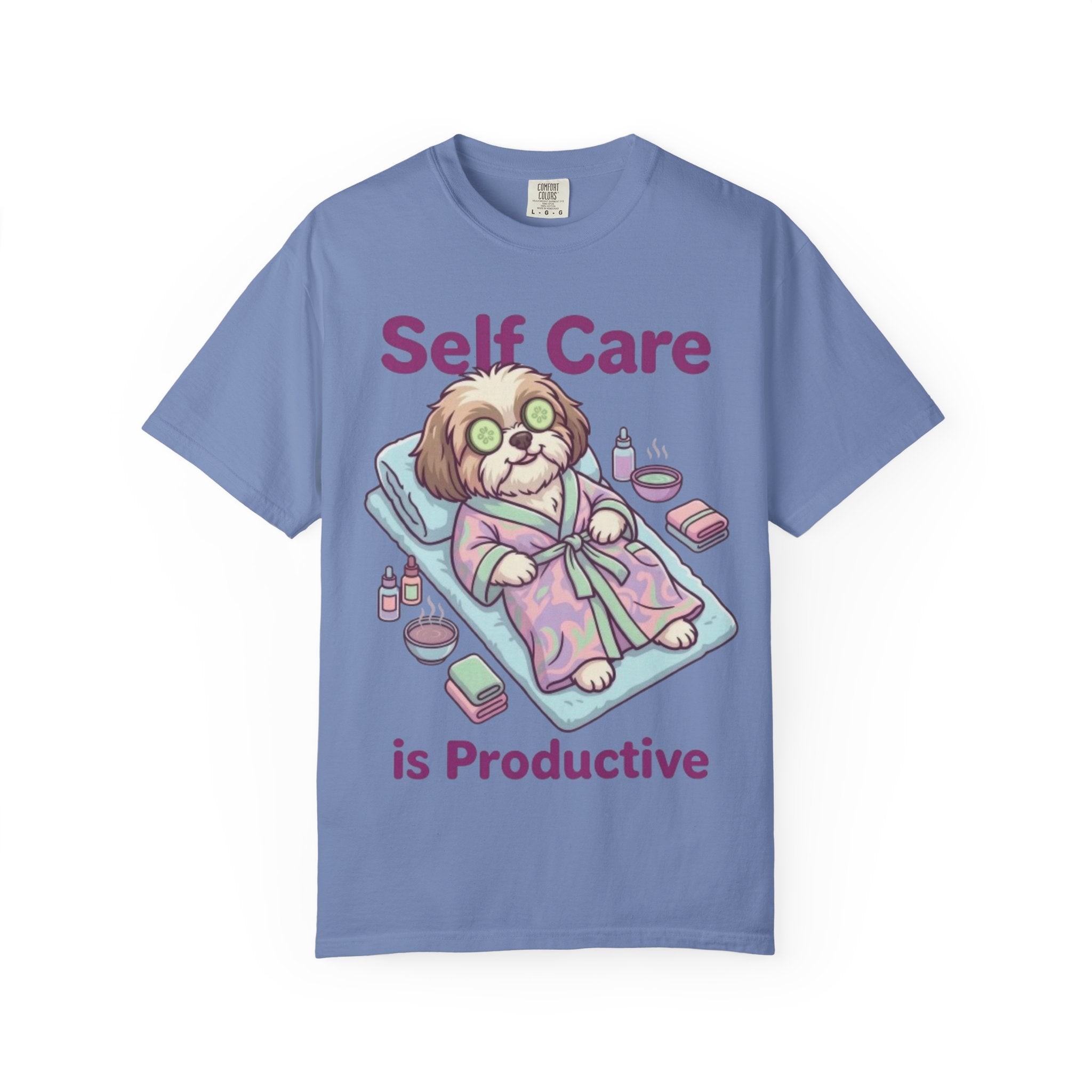 Self Care is Productive T-Shirt | Relaxing Dog Illustration