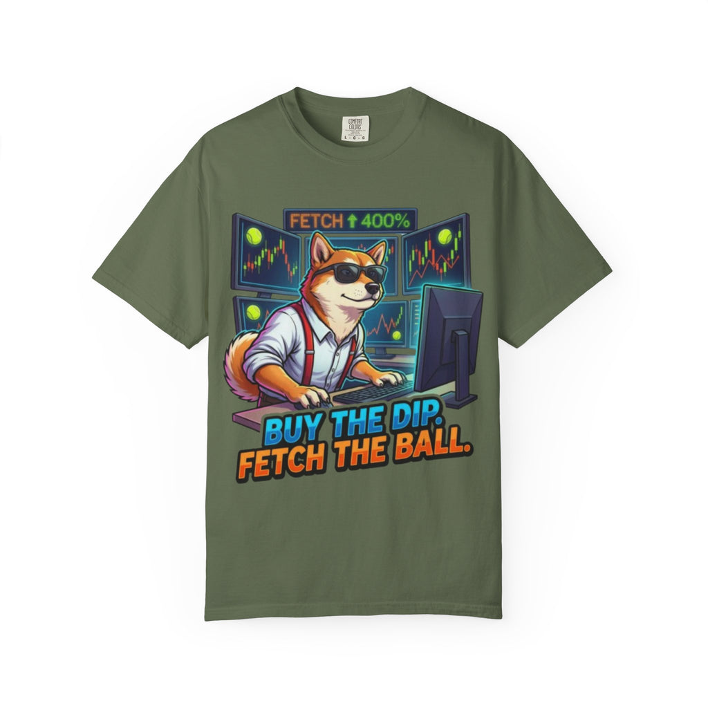 Buy the Dip Fetch the Ball Shiba Inu Trader T-shirt | Crypto Stock Market Shirt